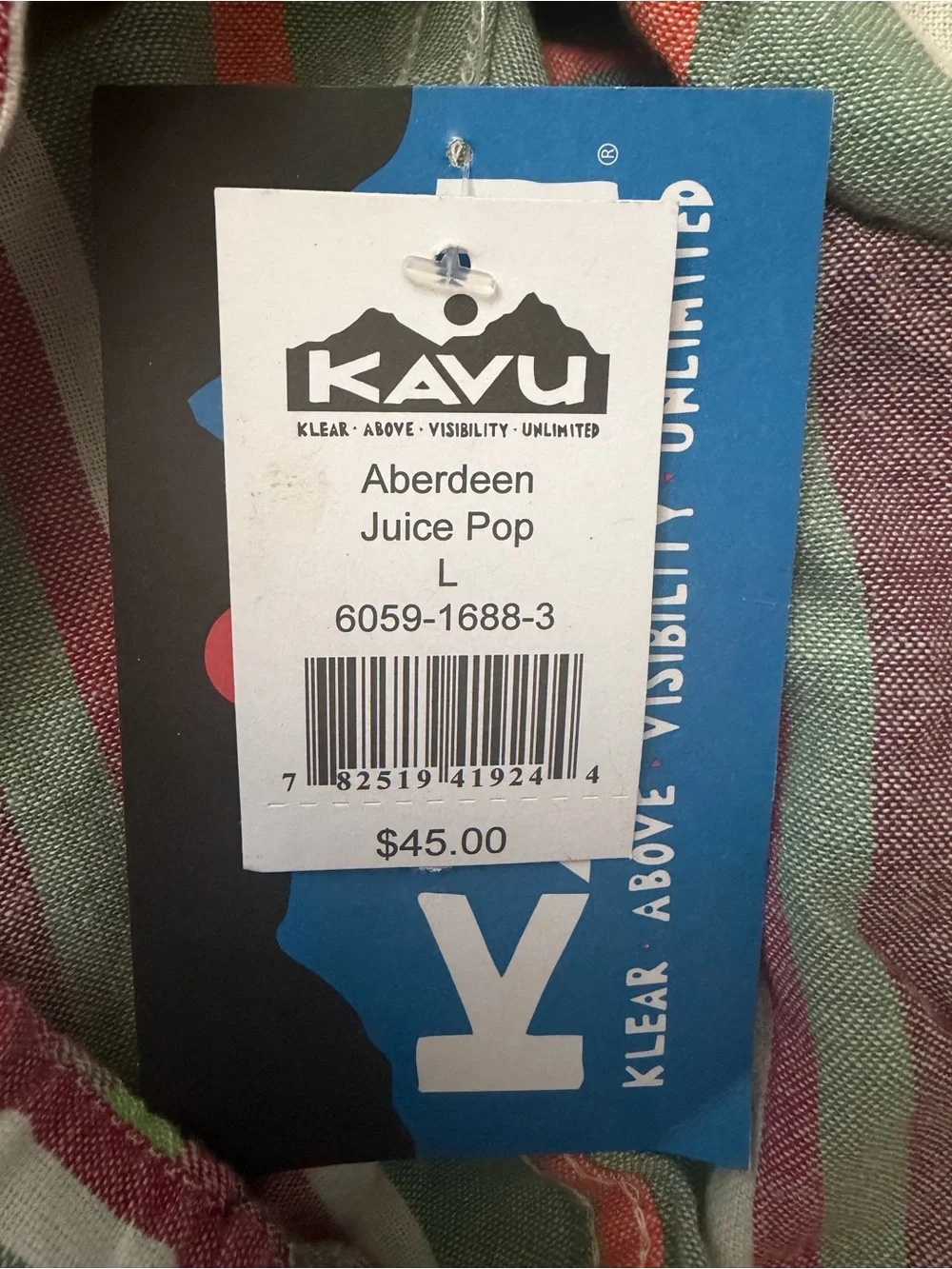 Kavu  new tags Striped Elastic-Waist Athletic Shorts - striped 100 cotton Large
